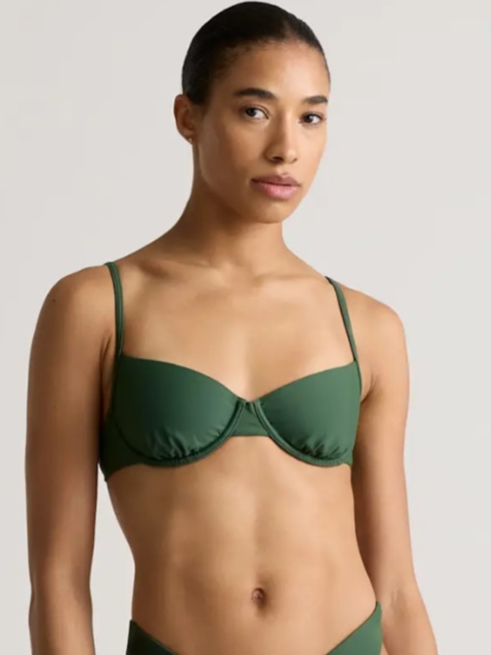 NWT Quince Italian Demi Underwire Bikini Top Palm Green Small